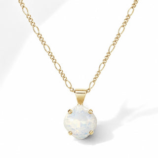 Solitaire Pendant Necklace - White Opal - Katora