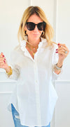 Sophia Ruffled Italian Shirt-110 Long Sleeve Tops-TATTOO Z-Coastal Bloom Boutique, find the trendiest versions of the popular styles and looks Located in Indialantic, FL