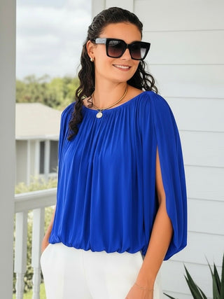 Split Sleeve Top - Capri Blue