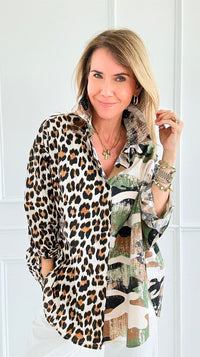 Spotted Tactics Woven Top-110 Long Sleeve Tops-TATTOO Z/ GELSOMINO-Coastal Bloom Boutique, find the trendiest versions of the popular styles and looks Located in Indialantic, FL