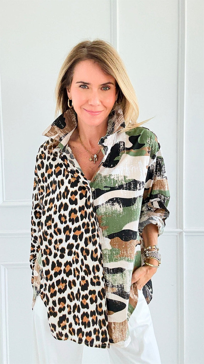 Spotted Tactics Woven Top-110 Long Sleeve Tops-TATTOO Z/ GELSOMINO-Coastal Bloom Boutique, find the trendiest versions of the popular styles and looks Located in Indialantic, FL