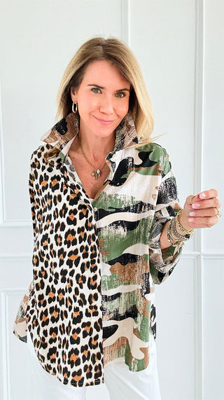 Spotted Tactics Woven Top-110 Long Sleeve Tops-TATTOO Z/ GELSOMINO-Coastal Bloom Boutique, find the trendiest versions of the popular styles and looks Located in Indialantic, FL