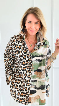 Spotted Tactics Woven Top-110 Long Sleeve Tops-TATTOO Z/ GELSOMINO-Coastal Bloom Boutique, find the trendiest versions of the popular styles and looks Located in Indialantic, FL