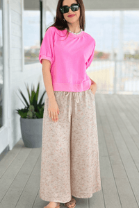 Spring Petal Italian Wide- Leg Pant