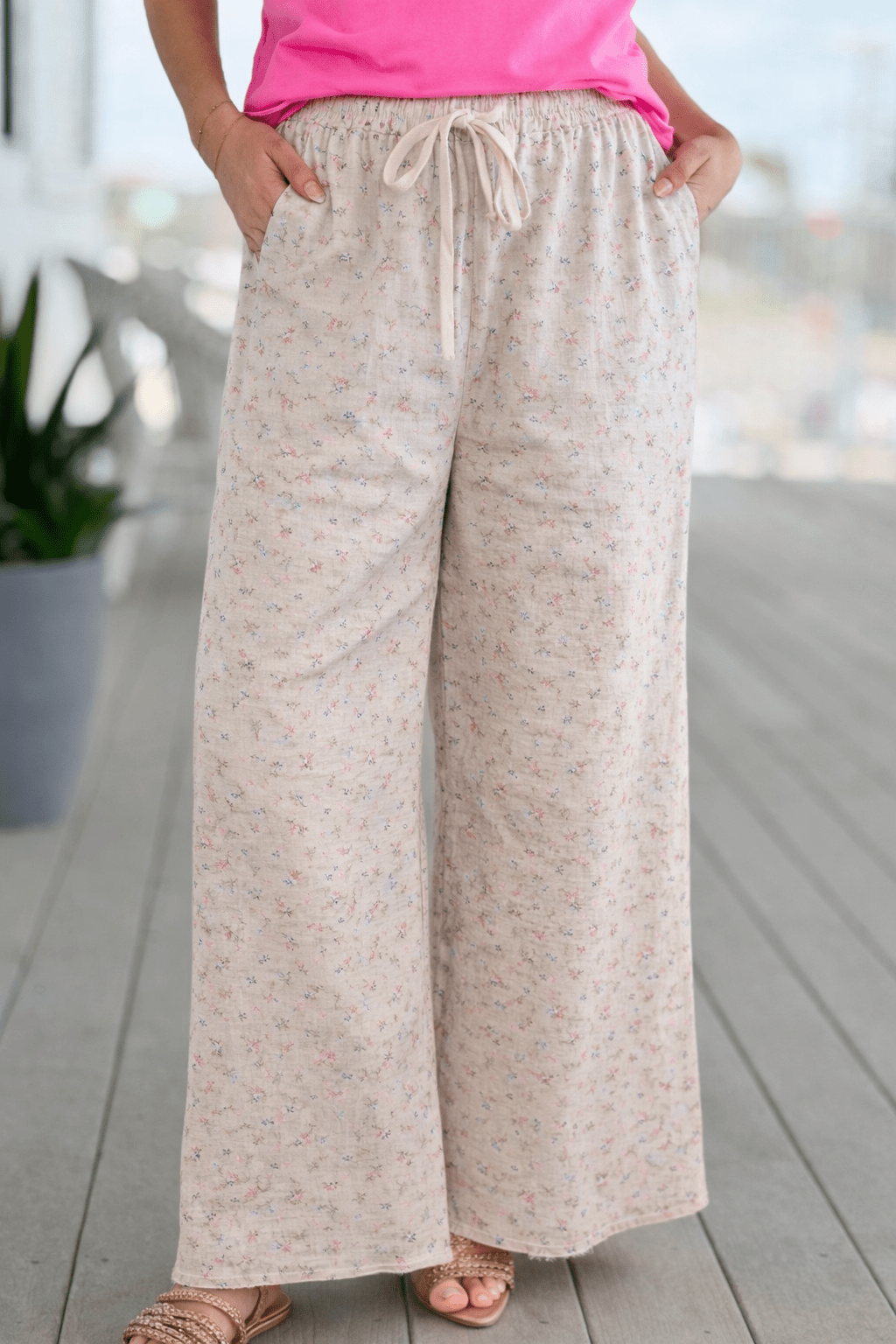 Spring Petal Italian Wide- Leg Pant