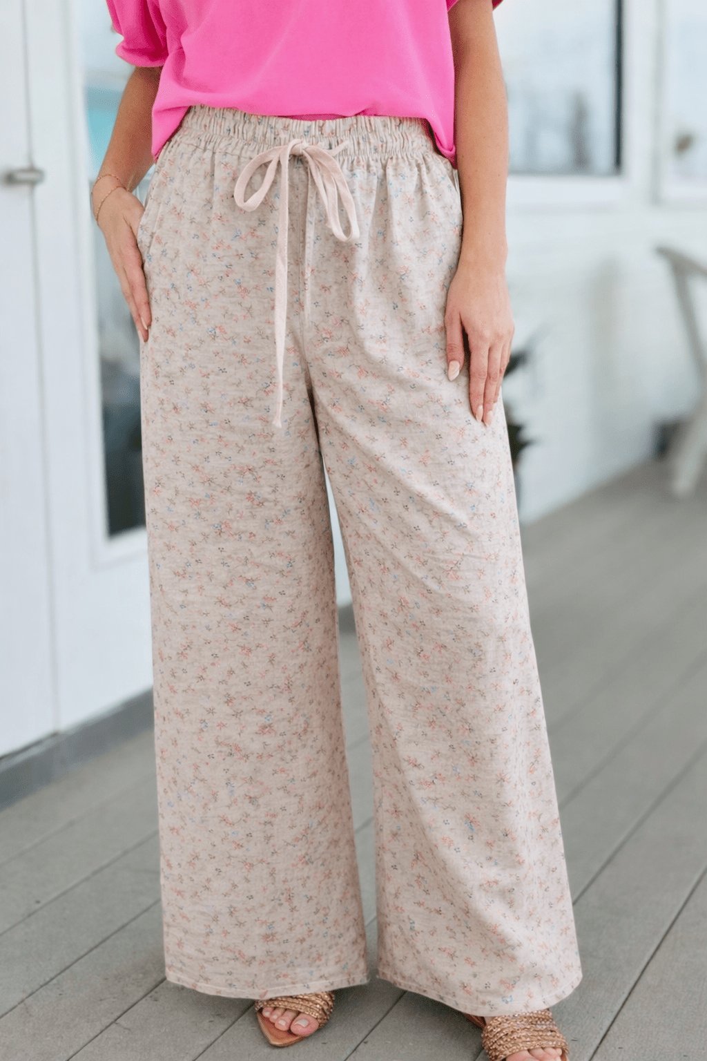 Spring Petal Italian Wide- Leg Pant