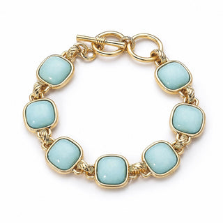 Square Link Toggle Bracelet - Aqua
