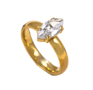 Stainless Steel Marquise Cut Statement Ring