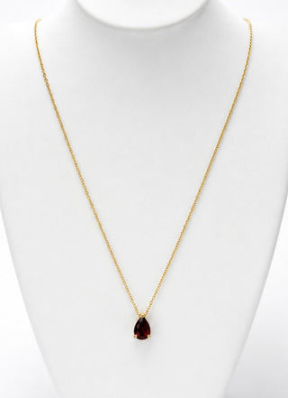 Stainless Steel Mini Pear Necklace - Ruby