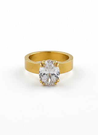 Stainless Steel Oval Solitaire Ring