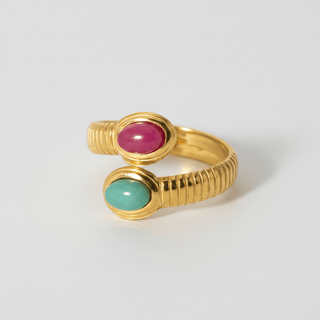 Stainless Steel Vulgari Wrap Ring - Pink/Turquoise