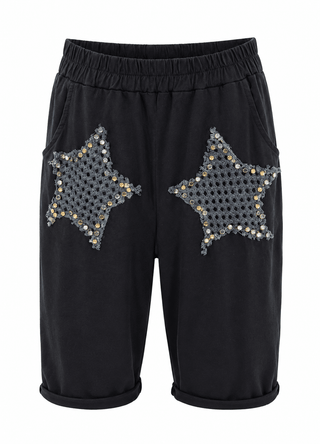 Star Gazer Italian Jogger Shorts - Black