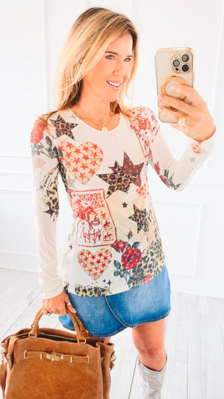 Star Rose Long Sleeve Top