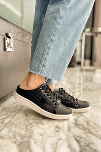 CB Star Mule Sneakers - Black Star/Black-250 Shoes-PMK Shoes-Coastal Bloom Boutique, find the trendiest versions of the popular styles and looks Located in Indialantic, FL