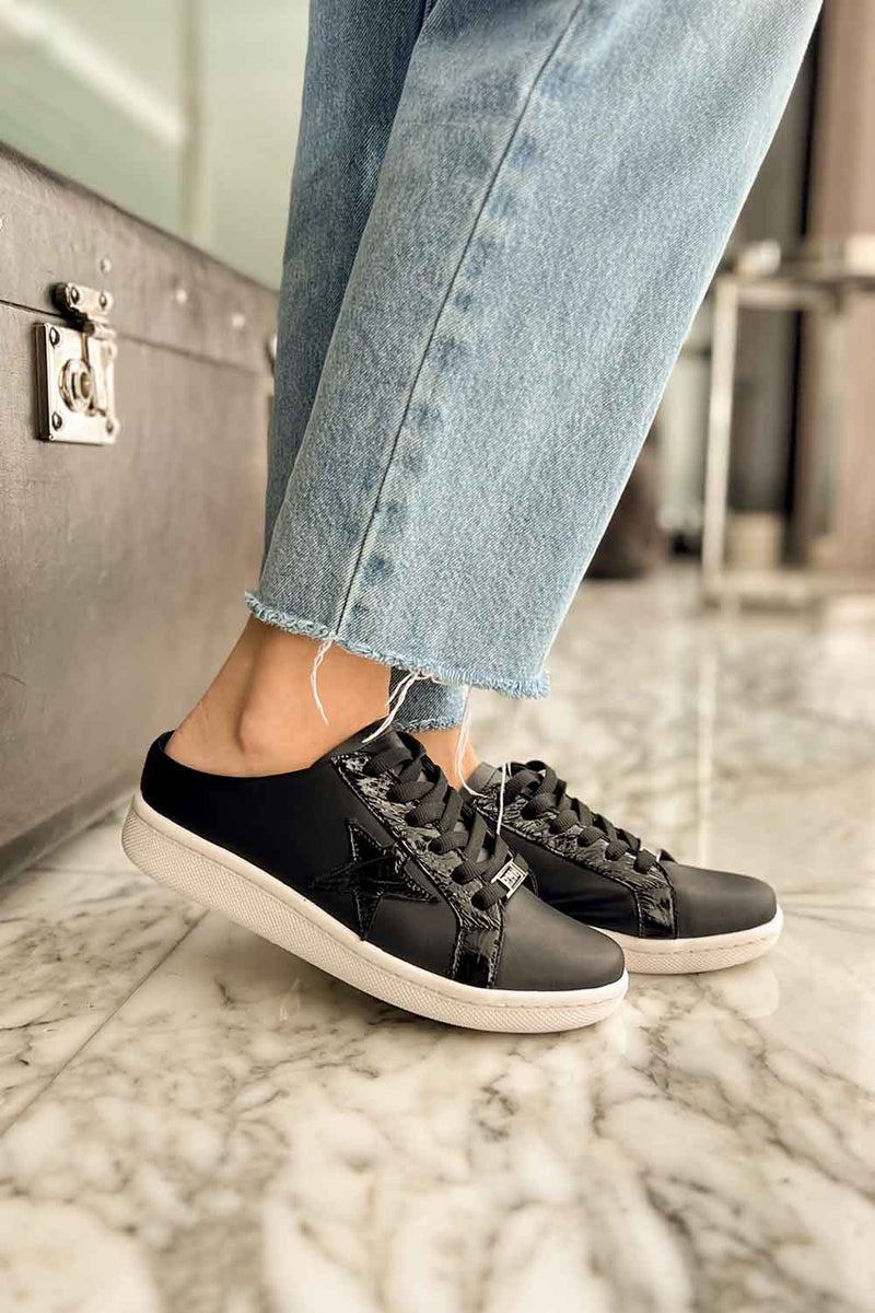 CB Star Mule Sneakers - Black Star/Black-250 Shoes-PMK Shoes-Coastal Bloom Boutique, find the trendiest versions of the popular styles and looks Located in Indialantic, FL