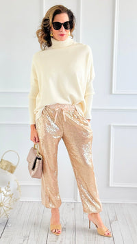 Stardust Sequin Pants - Champagne-100 Pants-Rousseau-Coastal Bloom Boutique, find the trendiest versions of the popular styles and looks Located in Indialantic, FL