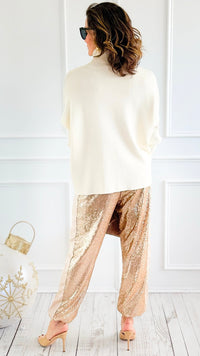 Stardust Sequin Pants - Champagne-100 Pants-Rousseau-Coastal Bloom Boutique, find the trendiest versions of the popular styles and looks Located in Indialantic, FL