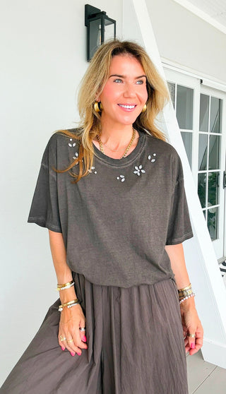 Starlet Sparkle Italian Tee- Washed Brown