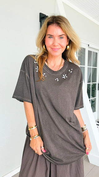 Starlet Sparkle Italian Tee- Washed Brown