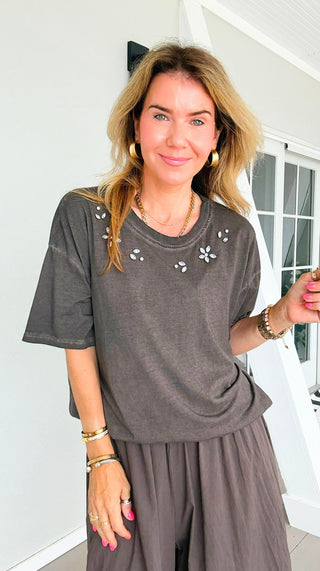 Starlet Sparkle Italian Tee- Washed Brown