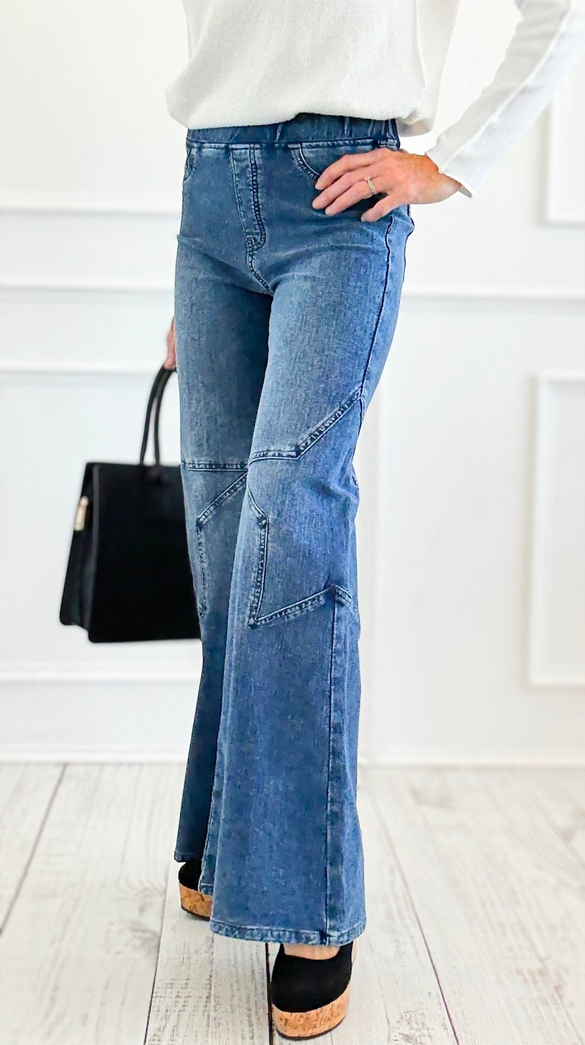 Starlight Freedom Wide Leg Knit Jean-170 Bottoms-SAIGE LLC-Coastal Bloom Boutique, find the trendiest versions of the popular styles and looks Located in Indialantic, FL