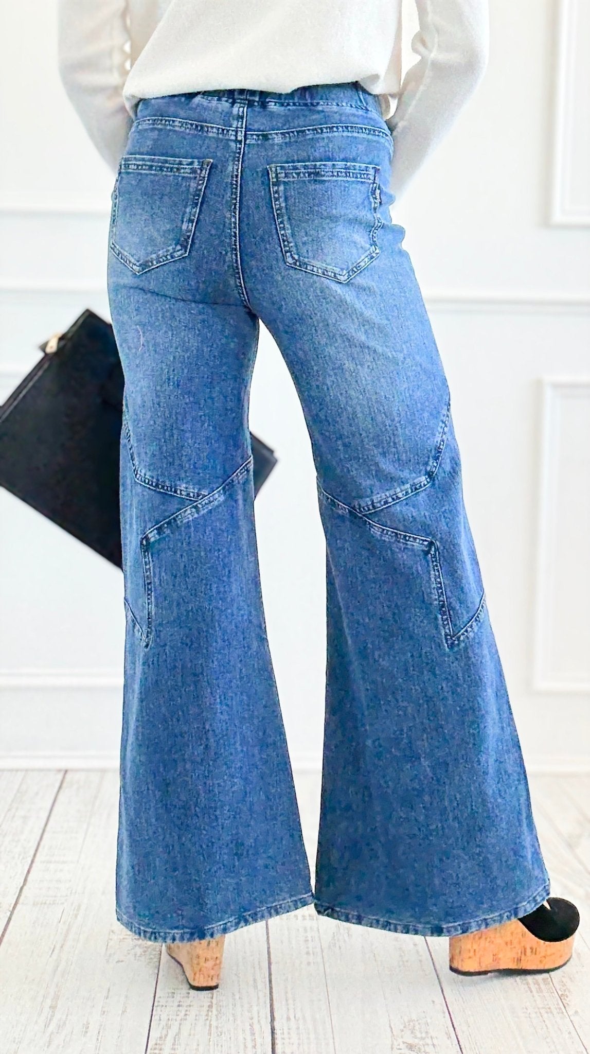 Starlight Freedom Wide Leg Knit Jean-170 Bottoms-SAIGE LLC-Coastal Bloom Boutique, find the trendiest versions of the popular styles and looks Located in Indialantic, FL