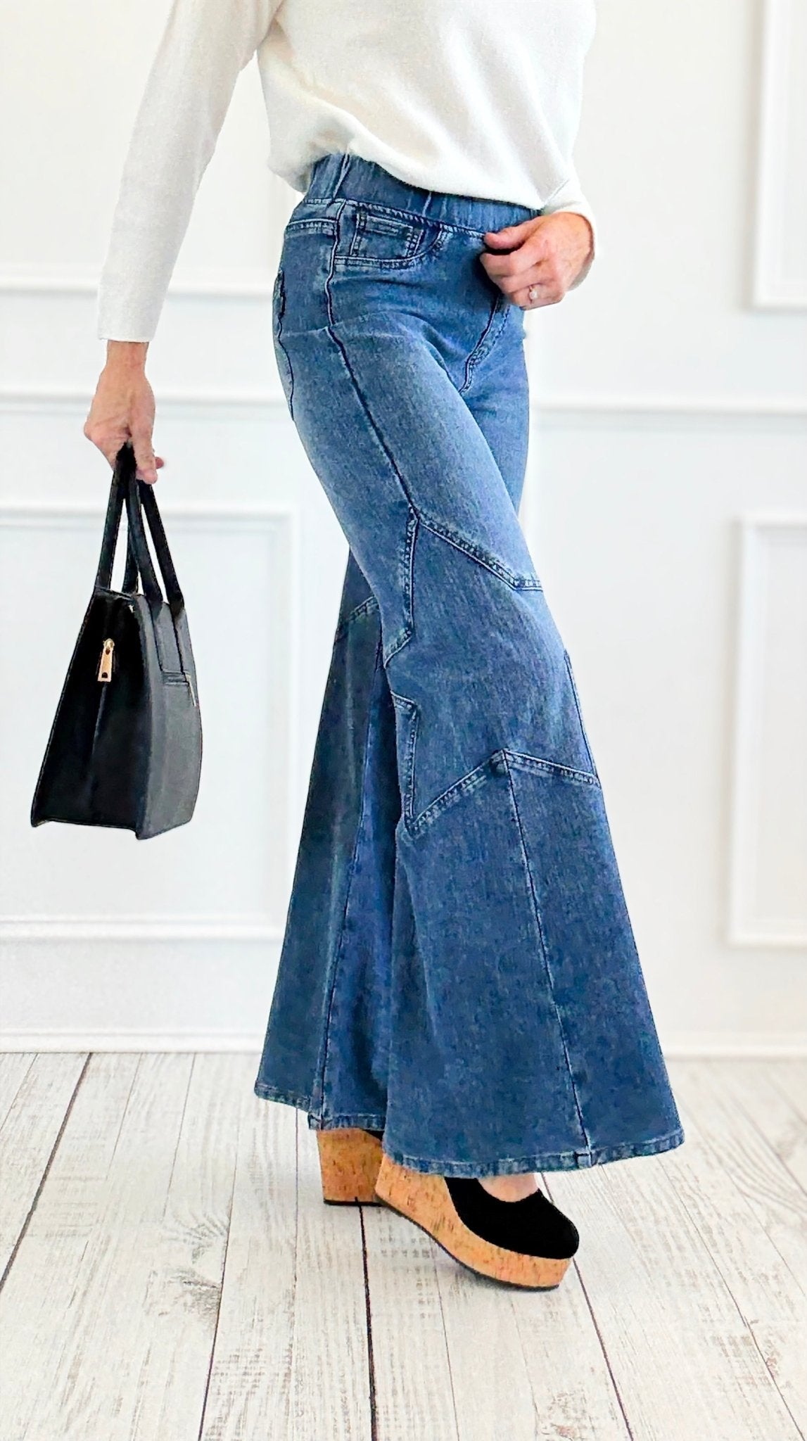 Starlight Freedom Wide Leg Knit Jean-170 Bottoms-SAIGE LLC-Coastal Bloom Boutique, find the trendiest versions of the popular styles and looks Located in Indialantic, FL