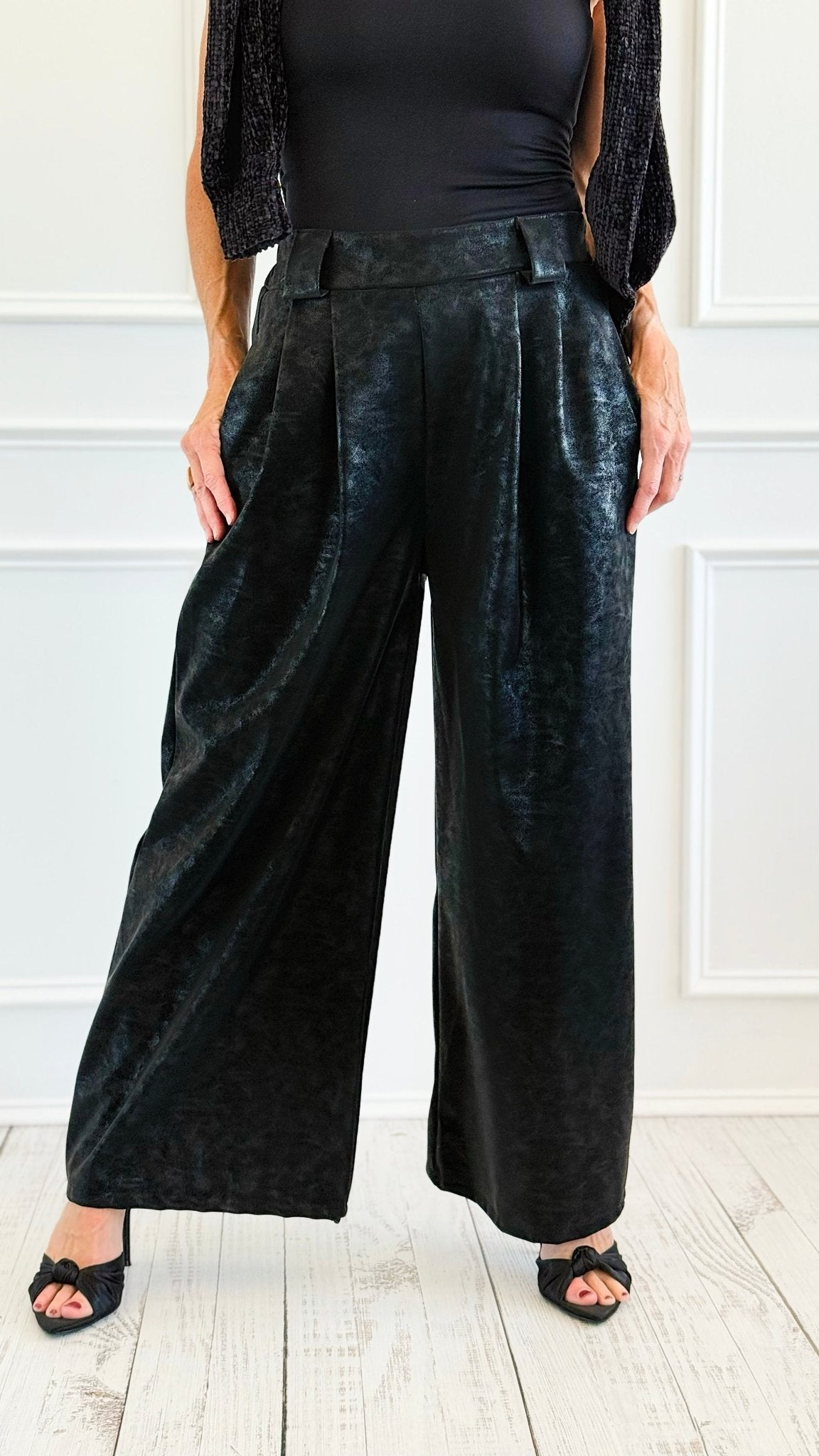Starlit Italian Flare- Leg Pant- Black-100 Pants-AZUL MONACO-Coastal Bloom Boutique, find the trendiest versions of the popular styles and looks Located in Indialantic, FL