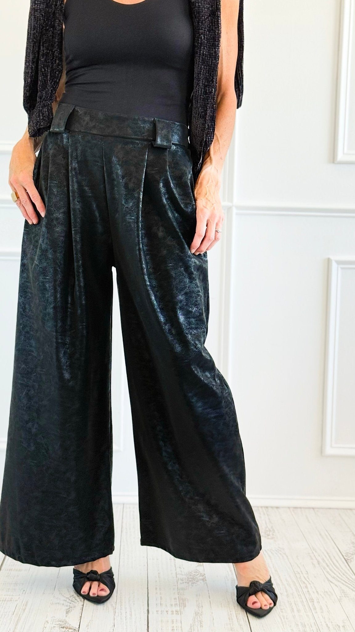 Starlit Italian Flare- Leg Pant- Black-100 Pants-AZUL MONACO-Coastal Bloom Boutique, find the trendiest versions of the popular styles and looks Located in Indialantic, FL