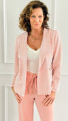 Starlit Open Front Blazer - Pink-160 Jackets-7Mango7-Coastal Bloom Boutique, find the trendiest versions of the popular styles and looks Located in Indialantic, FL