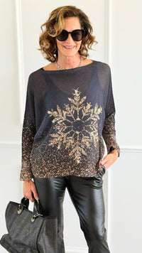 Starlit Snowflake Italian St Tropez Sweater-140 Sweaters-Italianissimo-Coastal Bloom Boutique, find the trendiest versions of the popular styles and looks Located in Indialantic, FL