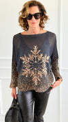 Starlit Snowflake Italian St Tropez Sweater-140 Sweaters-Italianissimo-Coastal Bloom Boutique, find the trendiest versions of the popular styles and looks Located in Indialantic, FL