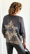 Starlit Snowflake Italian St Tropez Sweater-140 Sweaters-Italianissimo-Coastal Bloom Boutique, find the trendiest versions of the popular styles and looks Located in Indialantic, FL