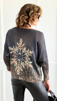 Starlit Snowflake Italian St Tropez Sweater-140 Sweaters-Italianissimo-Coastal Bloom Boutique, find the trendiest versions of the popular styles and looks Located in Indialantic, FL
