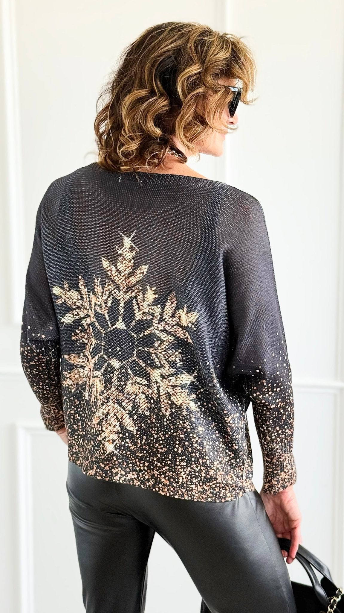 Starlit Snowflake Italian St Tropez Sweater-140 Sweaters-Italianissimo-Coastal Bloom Boutique, find the trendiest versions of the popular styles and looks Located in Indialantic, FL