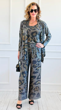 Starry Nights Printed Metallic Wide Leg Pant - Leo-170 Bottoms-Origami Fashion Inc-Coastal Bloom Boutique, find the trendiest versions of the popular styles and looks Located in Indialantic, FL