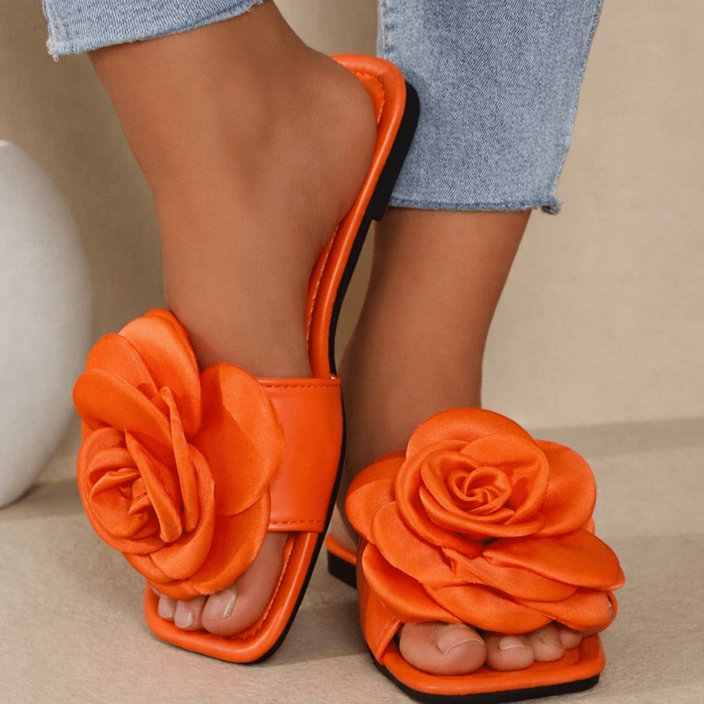Statement Flower Flat - Orange