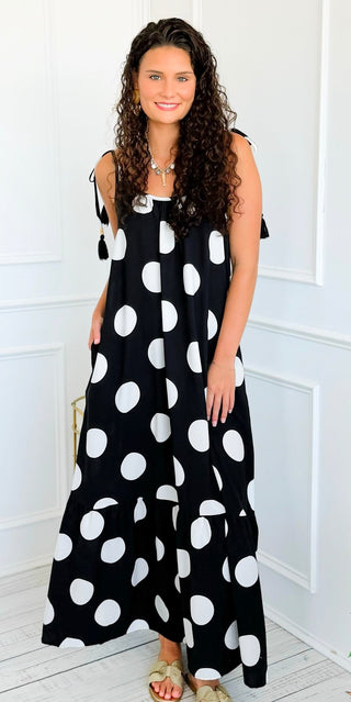 Statement in Dotted Grace Dress - Black