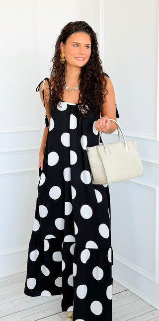 Statement in Dotted Grace Dress - Black