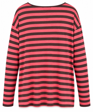 Statement Stripe Everyday Italian Top- Coral