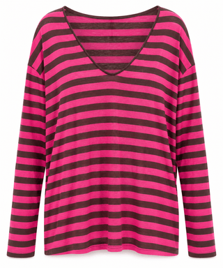 Statement Stripe Everyday Italian Top- Fuchsia