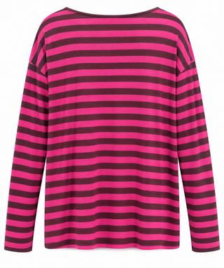 Statement Stripe Everyday Italian Top- Fuchsia