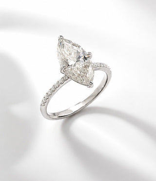 Sterling Silver Clear Marquise Moissanite Ring