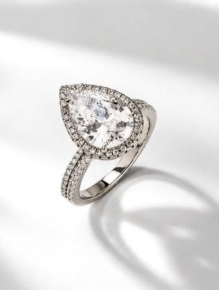 Sterling Silver Pear Double Halo Ring