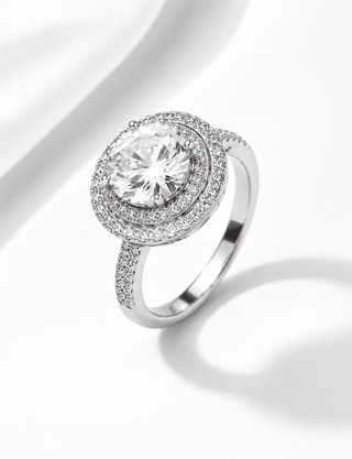 Sterling Silver Round CZ Halo Ring