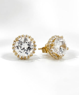 Sterling Silver Stone CZ Halo Stud Earring