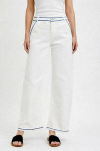 Stitched Trim Wide Leg Pants