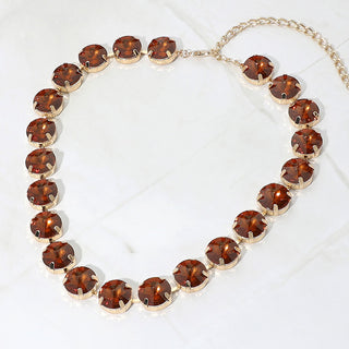 City Light Big Round Stone Tennis Necklace - Smoked Topaz
