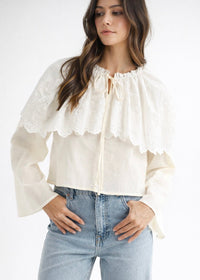 Storybook Scallop Eyelet Cape Blouse