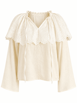 Storybook Scallop Eyelet Cape Blouse